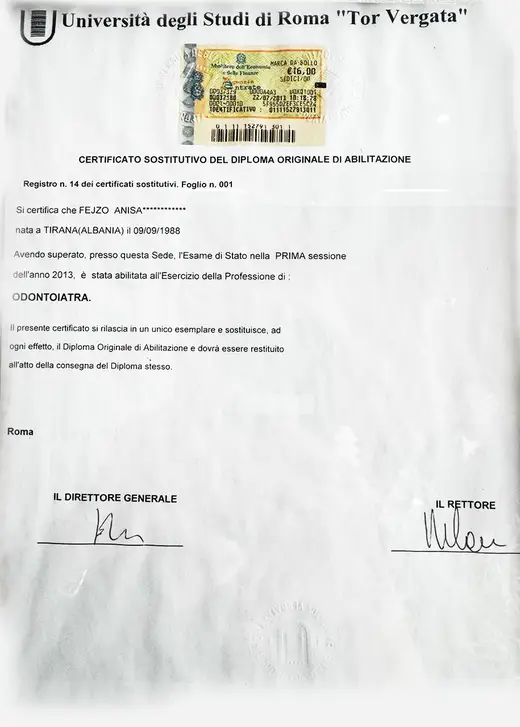 University certificate