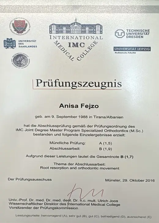 Examination certificate