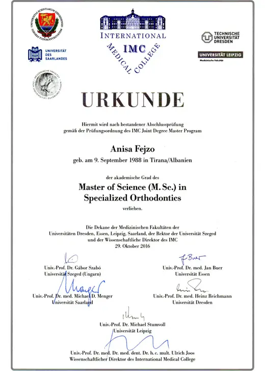 Master of Science certificate