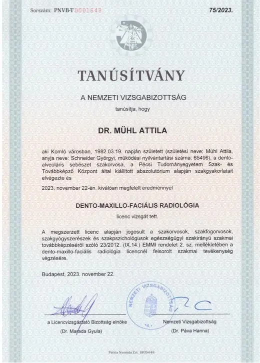 Specialist certificate
